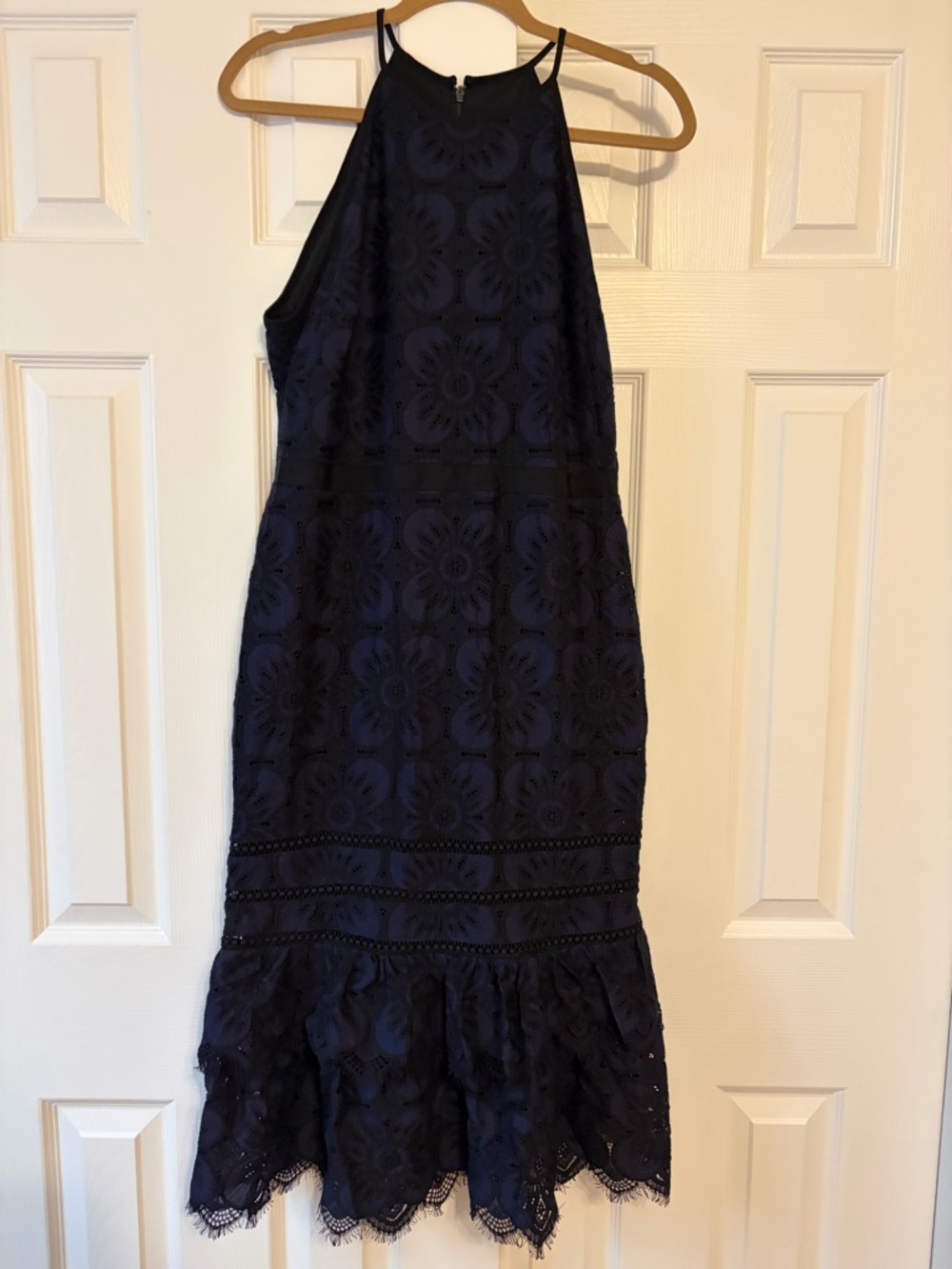 Banana Republic Petite Black Eyelet Halter Dress 10p new